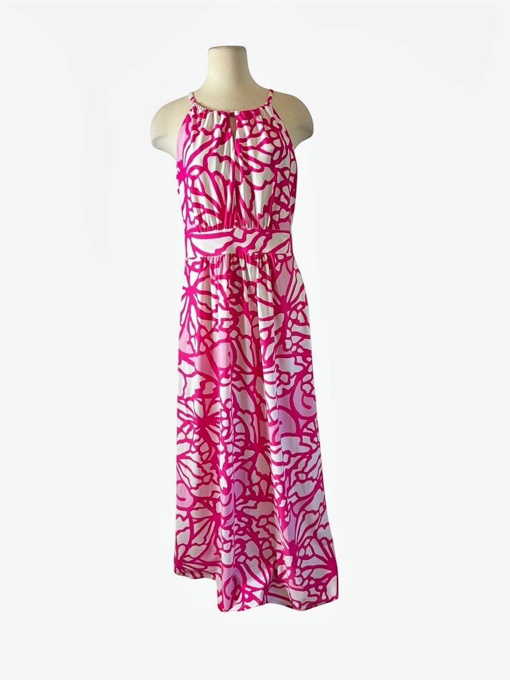 Jude Connally Bernadette Dress Abstract Print Maxi Pink & White XL
